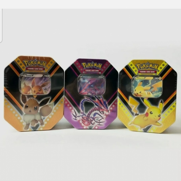 Pokemon Other - Pokemon V Power Tin Lot Of 3 Pikachu, Eevee, & Eternatus New/Sealed fast ship